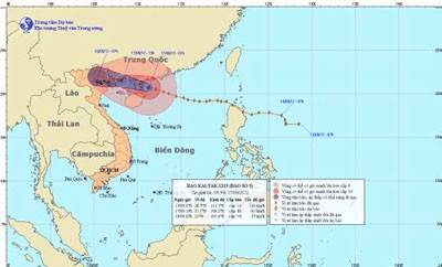 Typhoon Kaitak has changed course and expected to hit North Vietnam by afternoon of August 17 (Photo: nchmf) Typhoon Kaitak has changed course and expected to hit North Vietnam by afternoon of August 17 (Photo: nchmf)